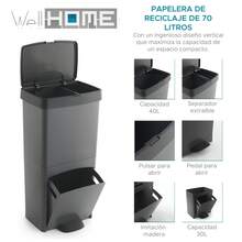 SP Berner Bộ 2 thùng rác/thùng  dạng đứng 70L, 2 ngăn, cao 76cm, dễ sử dụng, màu đen than chì. Được làm hoàn toàn từ 100% nhựa . Rất dễ lau chùi bằng khăn ẩm có xà phòng. Thiết kế mỏng gọn phù hợp với mọi không gian bếp, và chiều cao là một trong những ưu điểm nổi bật; với chiều cao 76cm, nó mang lại sự tiện lợi hơn khi đổ rác. - Màu xám 2 - Xem 2
