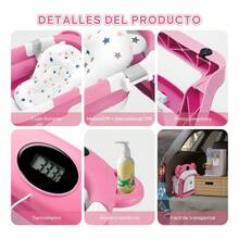 Portable Folding Baby Bathtub With Cushion And Built-In Thermometer - Rose - View 9