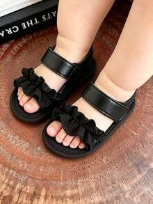 Toddler Girls' Summer Sandals, Outdoor Soft-Soled Shoes For Infants - Black - View 12