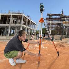 Laser Level Tripod Stand, 5/8"-11 Thread Mount, 45.07-114.37 Inch Height Adjustment Heavy Duty Survey Tripod, With Level Bubble & Diffusion Limiter , Liftable Non-Skid Feet For Construction - Extra Heavy Duty Lifting Type - View 1