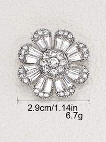 3 piezas Botones metálicos con flores y rhinestones, en tono plateado/dorado, botones decorativos de cristal para abrigos, blazers, vestidos de boda, accesorios de costura - Multicolor - Ver 9