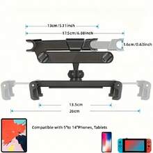 Giá đỡ điện thoại/máy tính bảng gắn trên tựa đầu ghế sau ô tô, xoay 360°, có thể điều chỉnh, phù hợp với các thiết bị từ 4.7-12.9 inch, độ ổn định cao, phụ kiện ô tô khi đi du lịch. - Nhiều màu - Xem 9