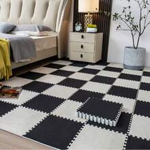 10pcs Patchwork Solid Color Non-Slip Floor Mats, Full Coverage Anti-Fall Mats For Living Room, Bedroom, Balcony, Large Area, 30*30cm - New Model - View 4
