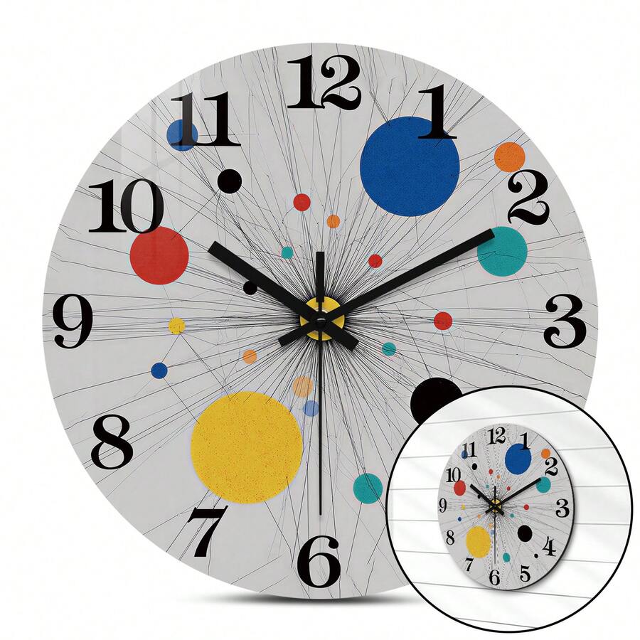 10-16 Inch Colorful Polka Dot Wooden Wall Clock, Battery Operated Silent Non-Ticking Clock For Living Room, Bedroom, Office, (Batteries Not Included), Suitable For Mother's Day, Easter, April Fool's Day - JC0065 - View 1