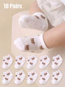 10/20 Pairs Breathable Mesh Baby Socks, Cute Bear Pattern, Non-Slip Durable Design, Soft Comfortable Stretchy, Suitable For 0-36 Months Babies Everyday Wear, Indoor & Outdoor Activities, Baby Socks, Toddler Socks, Mesh Socks, Non-Slip Socks, Stay-On Socks, Bear Pattern Socks, Unisex Socks, Back To School Gift, Newborn Gift, Gender Reveal Party Essential - Multicolor - View 12
