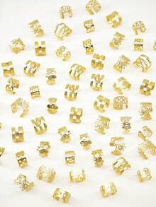 60Pcs Alloy Hair Cuffs Adjustable Hair Charms Metal Hair Jewelry Rings Summer Hair Dreadlock Braid Accessories For Women Men Hair Braids Decoration,Hair Clip,Party, Claw Clips - Gold - View 5