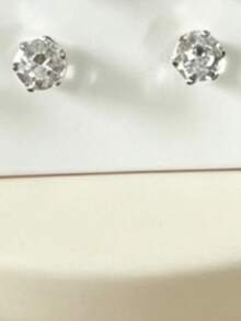 Bông tai đính đá Cubic Zirconia mạ vàng 14K, kiểu dáng unisex, chất liệu thép không gỉ mạ bạc/vàng, kích thước 3-4-5-6mm, thích hợp đeo hàng ngày. - Như thể hiện trong hình ảnh - Xem 5