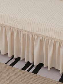 Beige Jacquard Velvet Sofa Covers 3 Seater With Elastic All Inclusive Skirt Edge, Simple And Modern Polyester Fiber Suitable For Living Room And Household Use - Beige - View 9