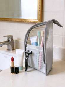 1pc Portable Simple Toiletry Organizer Bag, Waterproof Travel Wash Bag, Transparent EVA Mesh Vertical Cosmetic Pouch - Multicolor - View 12