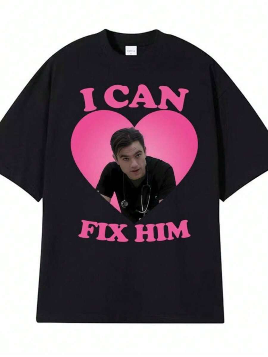 Women's T-ShirtsI Can Fix Him Patrick Ball As Dr. Frank Langdon Heart T Shirt Men Women Fashion T Shirts Short Sleeve Comfort T-Shirt Streetwear - 黑色 - 查看 1