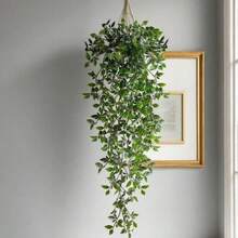 Large Realistic Hanging Potted Green Plant, Lifelike Mandevilla Leaves, Suitable For Home Living Room, Office, Bathroom, Multi-Functional Room Decor, Shelving Accent, Wedding & Birthday Decoration, Spring Greenery Decor - Green - View 6