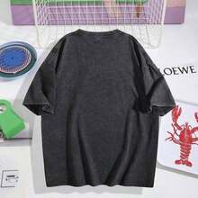 Letter Print T-Shirts For Women, Oversized Graphic Tees For Women And Teens, Y2k Short Sleeve Floral Print Graphic Tees, Aesthetic Summer T-Shirts, Cute And Preppy Women's Clothing For Vacation, Days Off, Everyday Casual Fashion And Versatility. - 黑色 - 查看 3
