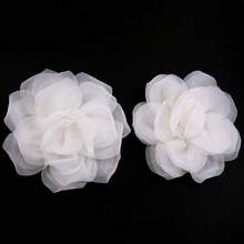 2件/包 双层网纱花卉 10厘米 彩色欧根纱大玫瑰花贴花，飘逸服饰配饰，DIY发饰，婚礼胸针 - 網紗花朵 - 查看 15