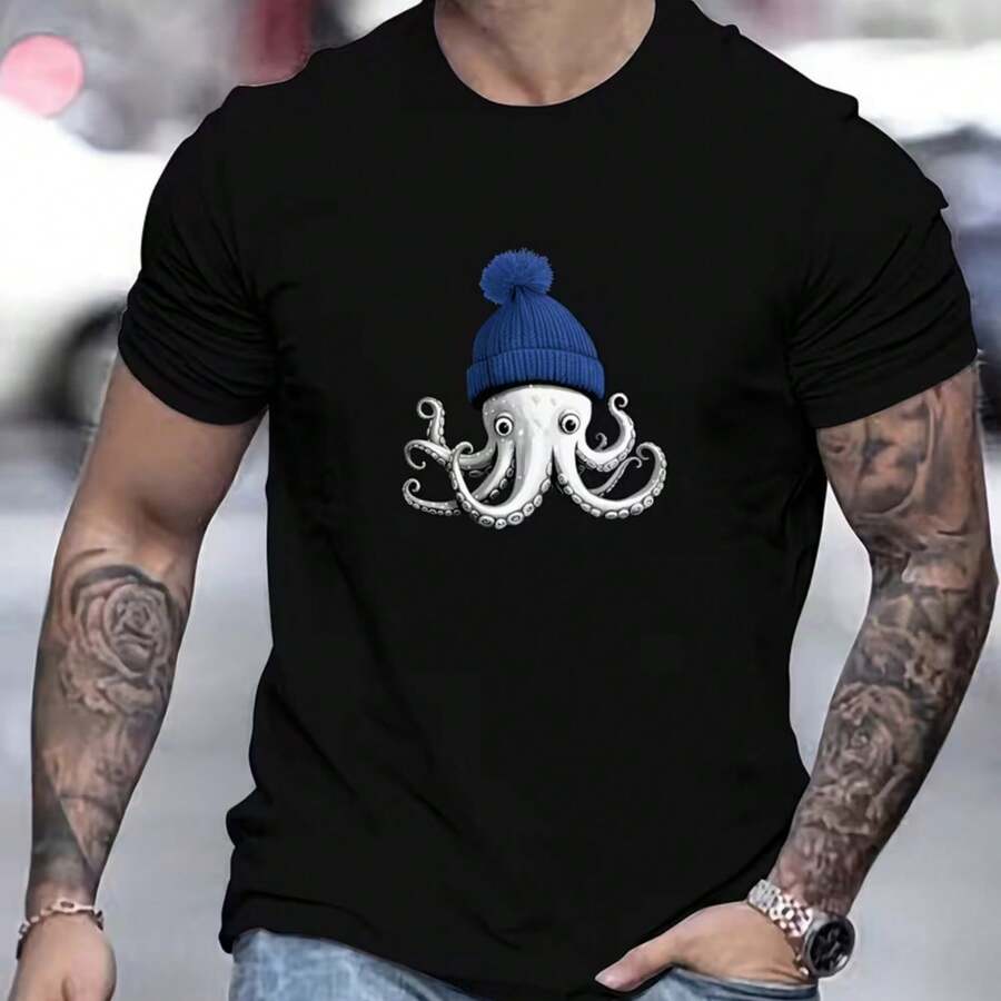 Printed T-Shirt For Men And Women - Black - View 1