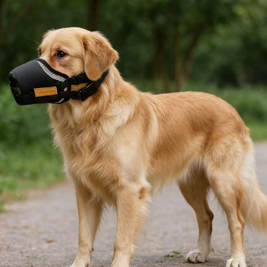 Moncong Anjing yang Bisa Bernapas, Cocok untuk Golden Retriever, Labrador, dan Anjing Sedang/Kecil Lainnya, Mencegah Gigitan dan Mengunyah, Perlengkapan Hewan Peliharaan - Hitam - View 1