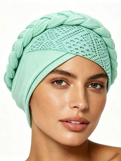 Mũ turban tết thời trang, khăn trùm đầu lưới thoáng khí đã buộc sẵn, khăn trùm đầu co giãn mềm mại dành cho phụ nữ Hồi giáo, thích hợp sử dụng hàng ngày và dự tiệc.