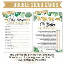 20/40 jogos para chá de bebê para convidados, jogo de palavras cruzadas com tema de floresta, verdadeiro ou falso, jogo para chá de bebê menino ou menina, cartões para revelação de gênero (A/B disponíveis) - Multicolorido - Ver 3