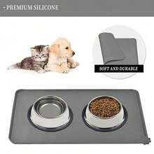 Thảm lót thức ăn cho thú cưng bằng silicon, tấm lót in hình dấu chân thú cưng, thảm cho ăn cho mèo và chó, tấm lót bát ăn cách nhiệt chống tràn chống trượt, dễ vệ sinh cho nhà và xe hơi. - Xem 4