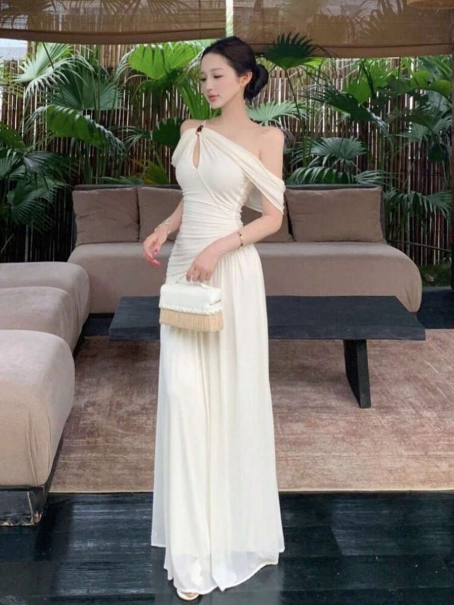 Women Maxi Dresses - White - View 1