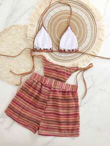 Set de 3 piezas de cubrecosturas de estilo bohemio con cordón de tela de ganchillo para bikini - Multicolor - Ver 4