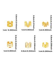 60Pcs Alloy Hair Cuffs Adjustable Hair Charms Metal Hair Jewelry Rings Summer Hair Dreadlock Braid Accessories For Women Men Hair Braids Decoration,Hair Clip,Party, Claw Clips - Gold - View 7