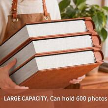 Álbum de fotos de cuero de 6 pulgadas con 600 bolsillos deslizantes, gran capacidad, diseño rectangular, adecuado para recuerdos de boda, familia y viajes - 1PC - Ver 9