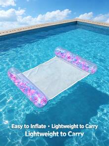 1 pieza Flotador de piscina inflable con purpurina plateada, accesorio de fiesta de piscina y playa para adultos, regalo perfecto de verano, tumbona flotante para diversión y relajación de vacaciones de adultos, flotador de piscina, esenciales de playa - Multicolor - Ver 10