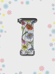 1条彩色花卉硅胶表带，柔软弹性透气腕带替换表带，兼容 38mm 40mm 41mm 42mm 45mm 49mm（S10/S11 42mm）（S10/S11 46mm），鲜艳花卉图案，可爱舒适可更换防水运动表带，兼容Series 11 Ultra3 Ultra 2 SE3 S11 S10 SE2 9 8 7 SE 6 5 4 3 2 1，时尚智能手表表带，女士手表配件 - 彩色 - 查看 3