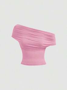 MOD Camiseta de tirantes ajustada de un solo color con 3 formas de usar para mujeres - Rosa coral - Ver 9