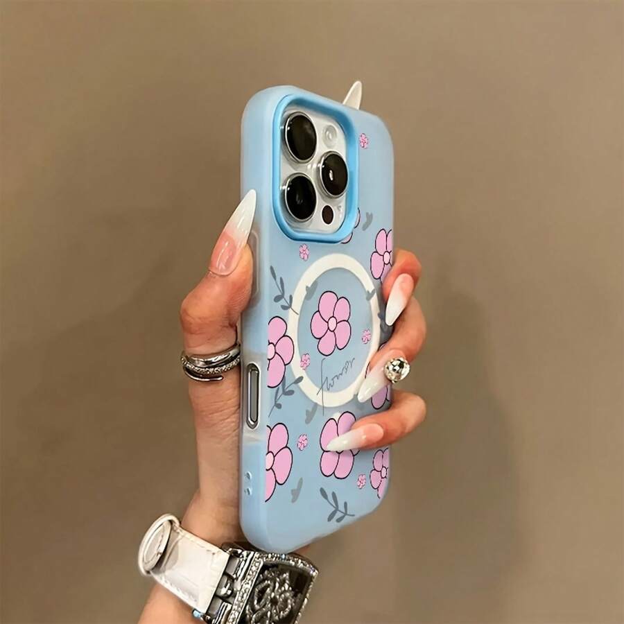 Free Shipping, Local Delivery In MexicoDelivery In 4 Days To PhoneCase-FemininePinkFlowerMagneticPhoneCaseMacaronColorSkin-FriendlyJellyMagneticWirelessChargingPhoneCase,A,Lightweight,High QualityNon-SlipStylishProtection,EasyDesign,Scratch-ResistantShell,Unisex - 藍色 - 查看 1