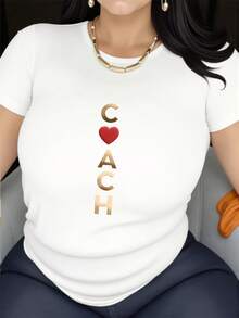 1 pieza[1] Camiseta de manga corta para mujer estilo Y2K - Top casual de cuello redondo con patrón , cómoda para todas las estaciones, lavable a máquina, estilo moderno, tela de alta calidad 180g 100% Algodón - Blanco - Ver 1