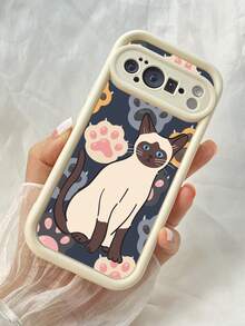 NR180 シャム猫のかわいい猫,対応するPixel 10 9 8 Pro 9A 8A ケース、対応するiPhone17 16 15 14 13 12 11 Pro Max 7 8 16 15 14 Plus 16e 17e 17 Air ケース、フルカメラ保護ソフト TPU ケース、キャンディカラーエンジェルアイラダーマットシリコン肌に優しいタッチフォンケースカバー（女性＆女の子向け） - ホワイト - チェックする 5