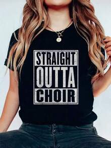 Unisex Oversized Casual T-Shirt With Retro Typography Print, 100% Thick Cotton, Black, Round Neck, Short Sleeve - 黑色 - 查看 6