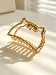 1pc Women's Small Gold-Plated Hair Claw Clip, Princess Style Half-Up Hairstyle Accessory, Suitable For Casual, Holiday, Wedding, Bridesmaid - Gold - View 6
