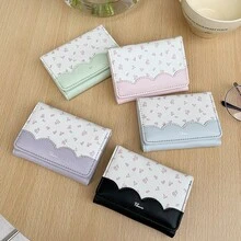 Minimalist Ins Style Sweet Short Multi-Function Pink Floral Wallet Coin Purse Card Holder - Multicolor - View 8