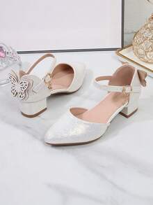 2026 Kids Cute Butterfly Decor High Heels Suitable For Spring Summer Autumn Party Fashion Elegant Vacation - White - View 11