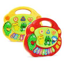 Juego de teclado de Piano de dibujos animados para niños con sonidos de animales luz intermitente música instrumento de bebé juguetes musicales juguetes educativos regalos para niños - Dinosaurio F - Ver 1
