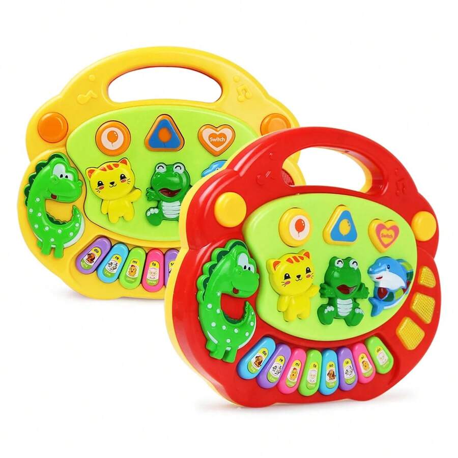 Juego de teclado de Piano de dibujos animados para niños con sonidos de animales luz intermitente música instrumento de bebé juguetes musicales juguetes educativos regalos para niños - Dinosaurio F - Ver 1