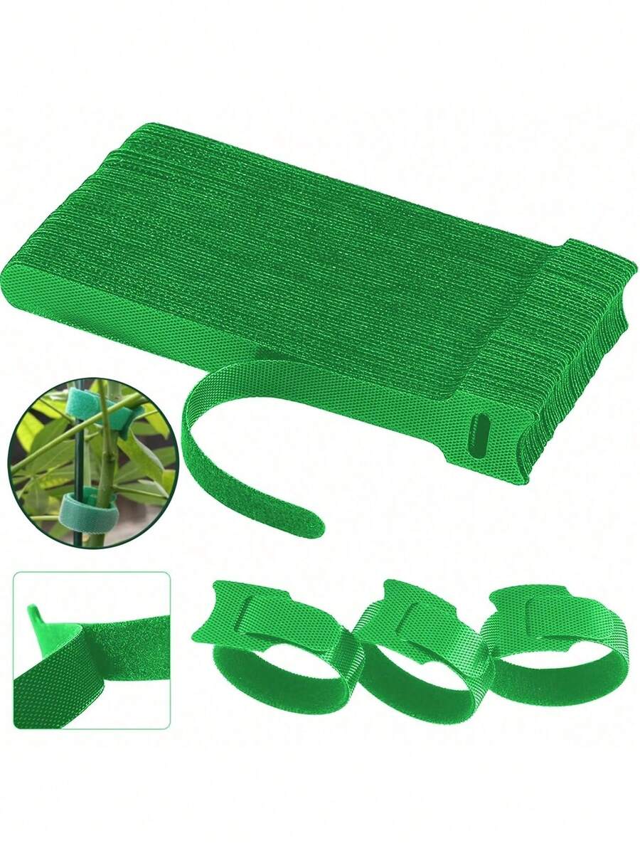 1/10/20pcs Green Reusable Hook & Loop Fastener Straps, Adjustable Non-Slip Nylon Ties, Plant-Based Ties, An Essential Tool For Home Gardening, Balcony Planting, And Yard Maintenance, Making Plant Growth More Neat And Beautiful - Multicolor - View 1