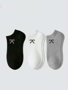 100pcs/80pcs/60pcs/30pcs/18pcs/4pcs Women Solid Color Bowknot Boat Socks, Invisible Socks, Soft Breathable Versatile Minimalist Design, Suitable For Daily Wear, Travel, Gift - Multicolor - View 5
