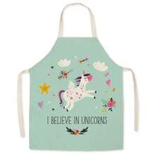 1pc Unicorn Pattern Apron, Suitable For Advertising Promotion, Supermarket, Home Kitchen, Fashionable Catering, Milk Tea Shop, Etc. - Multicolor - View 9