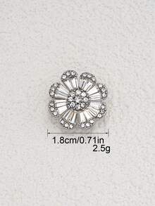 3 piezas Botones metálicos con flores y rhinestones, en tono plateado/dorado, botones decorativos de cristal para abrigos, blazers, vestidos de boda, accesorios de costura - Multicolor - Ver 11