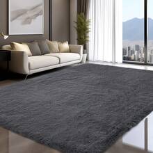 Sour Lemon Rugs Living Room 200x300cm, Grey Area Rugs For Bedroom, Washable Anti Slip Extra Large Shaggy Soft Rug Fluffy Modern Floor Carpets Mat Beside Carpet, Long Runner Rug For Hallway - Pure Dark Grey - View 15