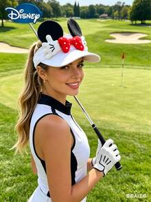 1 chiếc mũ rộng vành kiểu Minnie Mouse của Disney dành cho nữ, có nơ, phần trên bằng lưới thoáng khí, in chữ, thích hợp cho các hoạt động ngoài trời và du lịch, phù hợp cho mùa xuân và mùa hè. - A - Xem 7