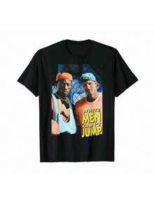 1 t-shirt pour homme avec impression amusante "Les hommes ne sautent pas" - T-shirt blanc en coton à col rond avec une légère élasticité, coupe ample pour la salle de sport et les tenues décontractées - Haut graphique humoristique original pour toutes les saisons. - Noir - Voir 7