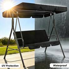 Durable Outdoor Glider Swing With Canopy,Patio Garden Bench And Stand For Backyard, Porch, Or Lawn, Heavy Duty Adult Seat, Beige - 白色 - 查看 4