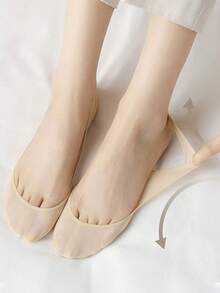 1 Pair/4 Pairs Women's Half-Palm Boat Socks For High Heels, Short Anti-Slip Non-Slip Invisible Socks, Summer Slingback Low-Cut Foot Sole Socks, Cushioned Half-Palm Socks For Sandals - Multicolor - View 3