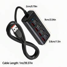 WOWSSYO 黑白多功能延长线充电器 8 合 1 集线器 25W 黑/白适配器 4 个 USB 端口 + 4 个 Type-C PD 快充端口 电源集线器 快速充电 Type-C 多功能插头/多输出端口 USB 适配器 USB-C 集线器 USB 集线器/多端口集线器 兼容笔记本电脑、手机、平板电脑和其他设备 女士节礼物 - 彩色 - 查看 3