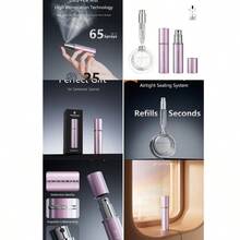Refillable Perfume Atomizer, Bottom Filling Fragrances Perfume Bottle, Cologne Dispenser, Travel Sized, Portable Sprayer Women Men, (ESSENTI, PINK) - PINK + ESSENTI - 查看 1