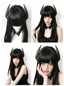 1 pieza Accesorio para el cabello tipo pinza de ángel de estilo cyberpunk multicolor de anime, regalos navideños perversos para adultos, accesorios para la cabeza - Gris - Ver 6